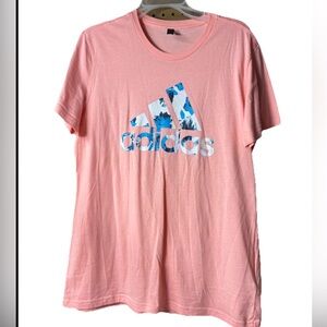 Adidas Women's Pink Peach T-shirt 100% Cotton Large